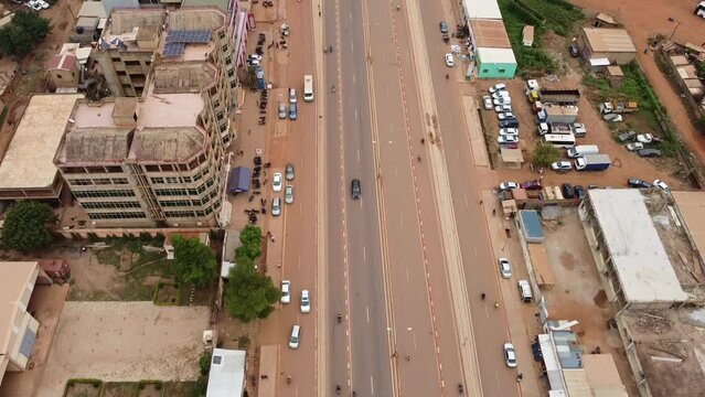 Aerial photography of a road with cars in Burkina Faso