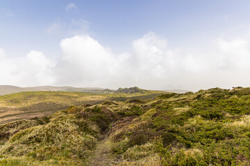 Lush green hills on Terceira Island, Azores.