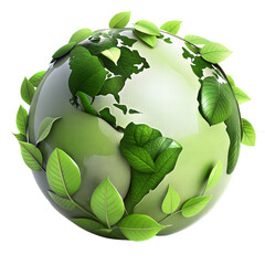 Naklejka premium A green leafy globe with a transparent background