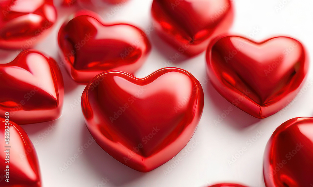 Aufkleber white background with many red and white hearts all around it with empty space in the center