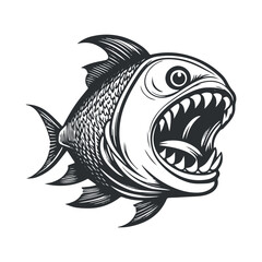 Fish vector black and white illustration line art collection, White background.