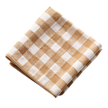 A checkered cloth is folded into a square