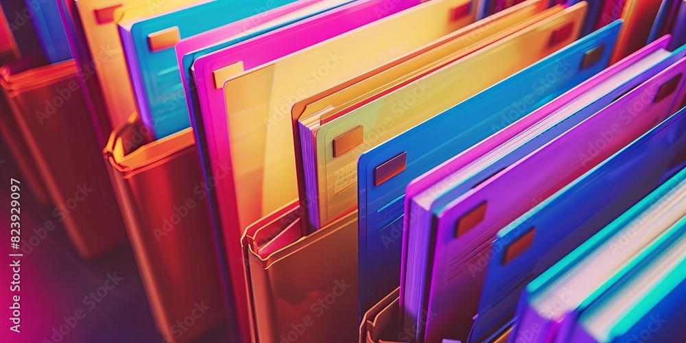 Poster 3d folders with gradient design, showcasing modern and futuristic digital storage solutions, highlig