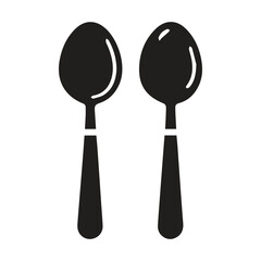 Sleek Black Vector Cutlery Set: Fork, Knife, and Spoon Illustrations