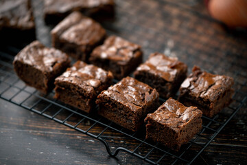 chocolate brownies on cooling rack