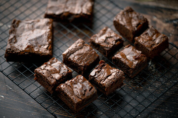 chocolate brownies on cooling rack
