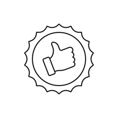 Thumbs up stamp. Good label sticker icon flat style isolated on white background. Vector illustration