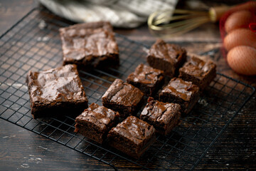 chocolate brownies on cooling rack