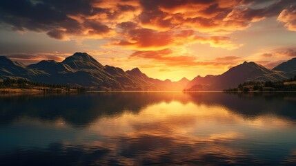 Fototapeta premium sunrise over the lake