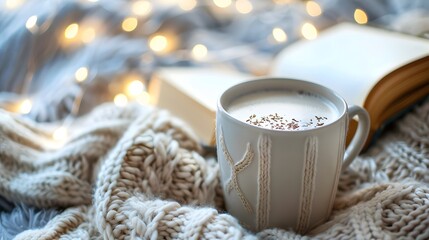 Cozy Night In Capture a mug of warm milk with a knitted