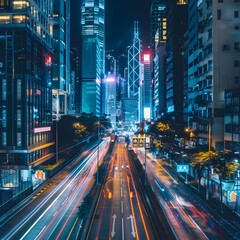 Night photography A cityscape at night with illuminated