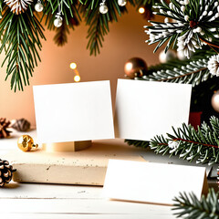 Mock-up, Christmas business card, design. Generative AI
