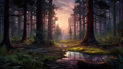 Obraz premium sunset in the forest