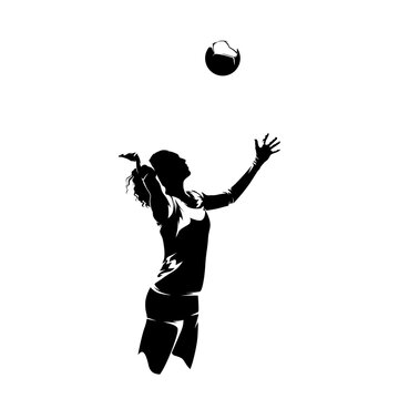 black silhouette volleyball player serving clip art preview