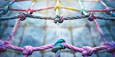 Interconnected ropes symbolizing powerful partnership and collaboration. Concept Partnership, Collaboration, Interconnected Ropes, Symbolism, Powerful