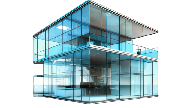 Cube glass house isolated on white created with Generative AI