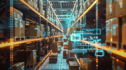 IoT-powered brains manage a smart warehouse, optimizing efficiency with connected devices.
