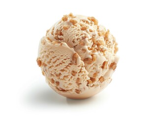 peanut butter ice cream with treat pieces mixed on a white background