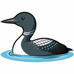 Arctic Loon bird swimming icon vector illustration 
