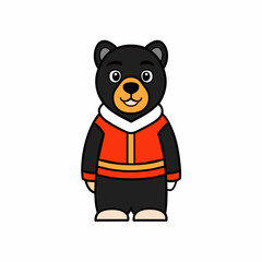 Asian Black Bear looks icon vector silhouette 