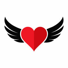 Red Heart with Wings Icon vector illustration 