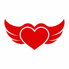 Red Heart with Wings Icon vector illustration 