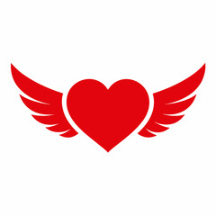 Red Heart with Wings Icon vector illustration 