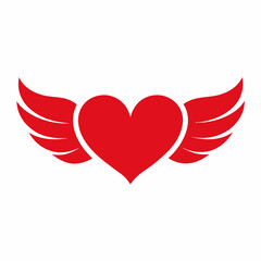 Red Heart with Wings Icon vector illustration 