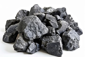 Obraz premium Lava Stone. Detailed Grey Boulder Chunk from Mount Etna on White Background