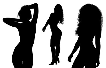 mujeres, ilustracion, vector, silueta, modelos, fashion, modelos, moda, pose, cuerpo, sensual