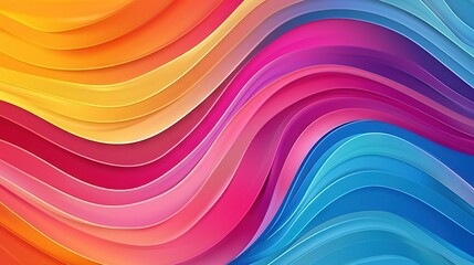   A detailed photo of a colorful wallpaper featuring wavy waves in shades of red, blue, yellow, orange, pink, and blue