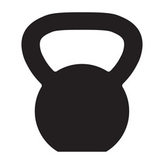 Kettlebell black icon vector illustration isolated on a white. Workout gym tools, accessories. Sport equipment, Gym time concept. Iron kettlebell icon, sport training and fitness design element.