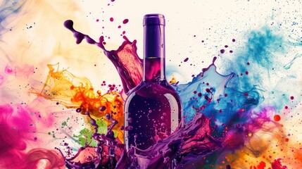 Graphic Drink. Vibrant Illustration of Luxurious Wine Splash in Celebration Display