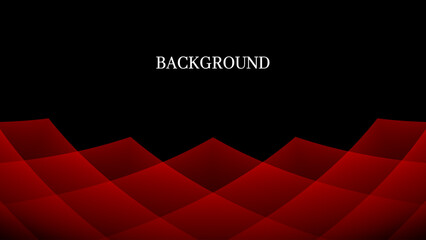 Black abstract background with red rhombic pattern, net shape, modern geometric texture	