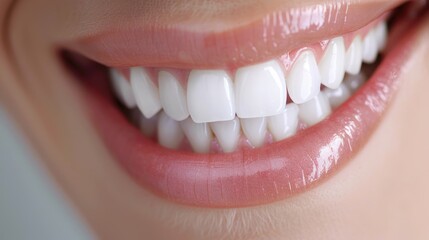 Mouth Teeth Beauty: Closeup View of Perfectly Whitened Female Teeth