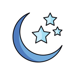 Crescent Moon With Stars vector icon