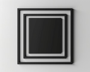 Square Poster: Modern Minimalist Black Frame Mockup in White Background