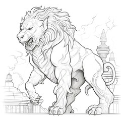 Chimera Coloring Pages for Adults: Intriguing Mythical Designs for Relaxation