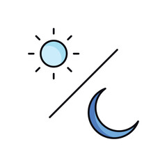 Crescent Moon And Sun vector icon