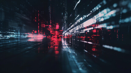 Mysterious scene of a digital error, where distorted pixels merge into a dark, ominous background, ideal for tech themes or cybersecurity concepts.