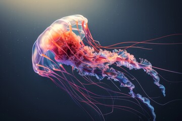 Experience the ethereal beauty of a 3D-textured jellyfish with long, delicate tentacles and a translucent, otherworldly body.