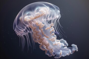 A mesmerizing translucent jellyfish with a body that resembles a beautiful work of art.
