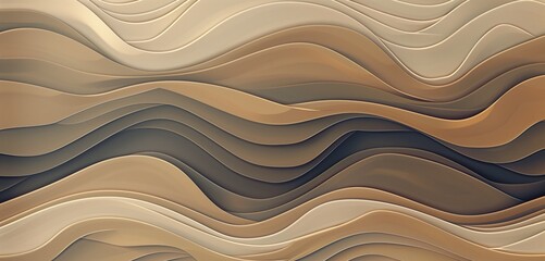 Minimalist abstract wave patterns in muted earth tones for a serene and stylish wallpaper design ideal for living rooms.