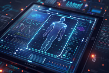 Medicine doctor digital medical record tablet with DNA