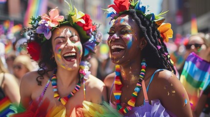 Joyful LGBTQ Friends at Pride Festival