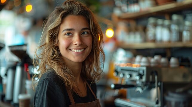 Embracing Diversity: LGBTQ Cafe Barista Delightfully Serving Customer a Coffee Beverage