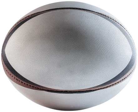 A rugby ball positioned horizontally. Isolated transparent background
