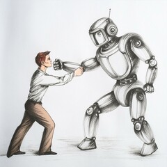 Man vs robot AI in a boxing match