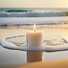 Candle on the beach, product placement