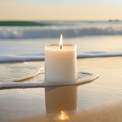 Candle on the beach, product placement